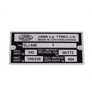 Típustábla JAWA 640-0-4 STYLE