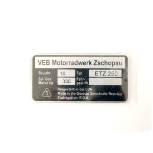 Típustábla MZ ETZ-250