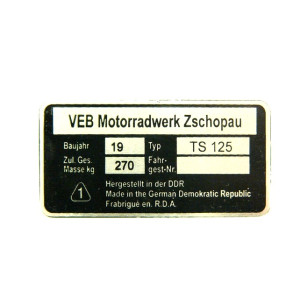 Típustábla MZ TS-125