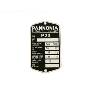 Típustábla PANNÓNIA P20-250