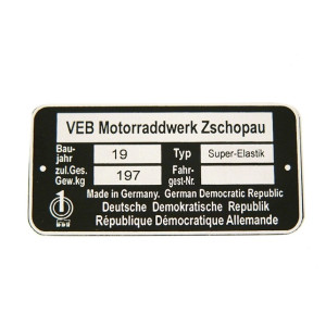 Típustábla MZ ETZ-SUPER-ELASTIK