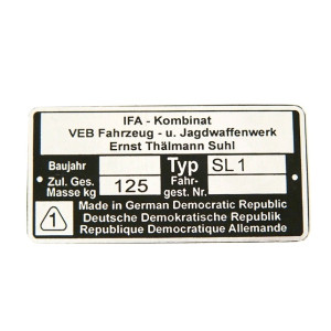 Típustábla SIMSON MOFA SL1 / SL2