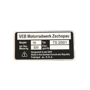 Típustábla MZ TS-250/1