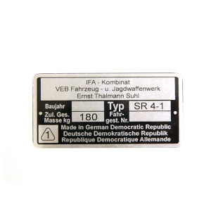 Típustábla SIMSON SPATZ /SR4-1/  