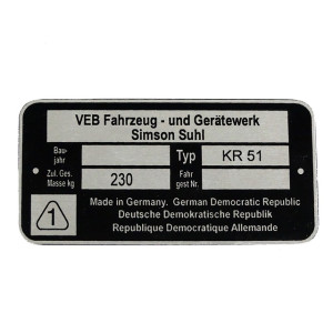 Típustábla SIMSON SCHWALBE KR51/1