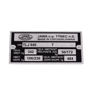 Típustábla JAWA 640-0-4 STYLE