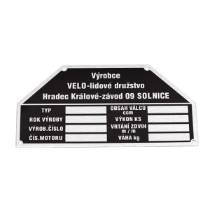 Típustábla VELOREX 562