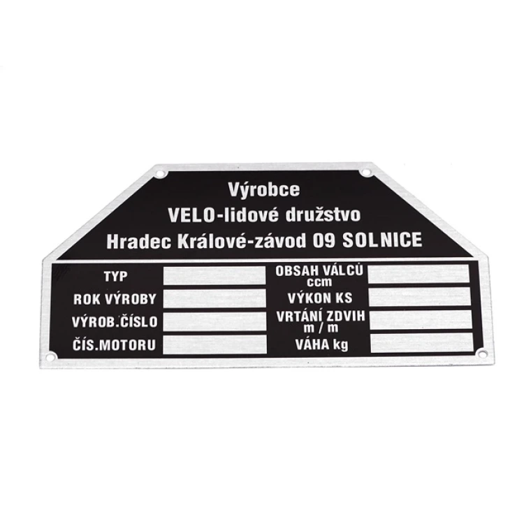 Típustábla VELOREX 562