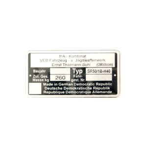 Típustábla SIMSON ROLLER SR50 /1B-H40/