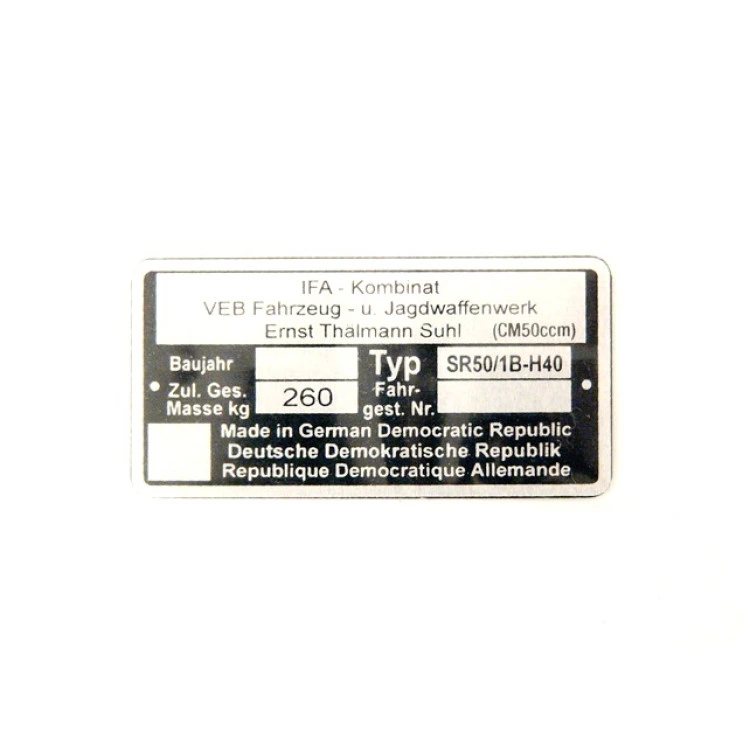 Típustábla SIMSON ROLLER SR50 /1B-H40/