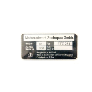 Típustábla MZ ETZ-251