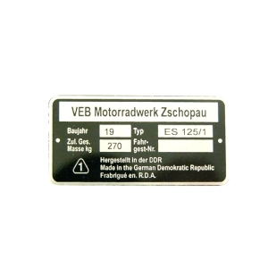 Típustábla MZ ES TROPHY-125 /1/