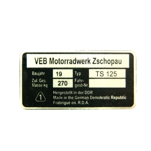 Típustábla MZ TS-125