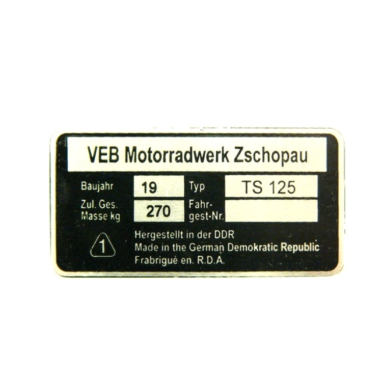 Típustábla MZ TS-125