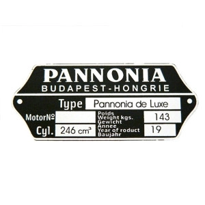 Típustábla /DELUXE/ PANNÓNIA P10