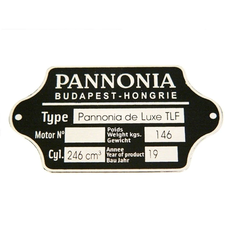 Típustábla PANNÓNIA TLF-250