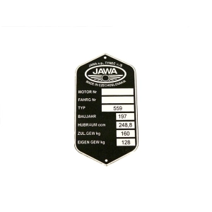 Típustábla JAWA 559 PANELKA-250