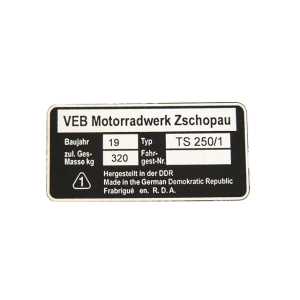 Típustábla MZ TS-250/1