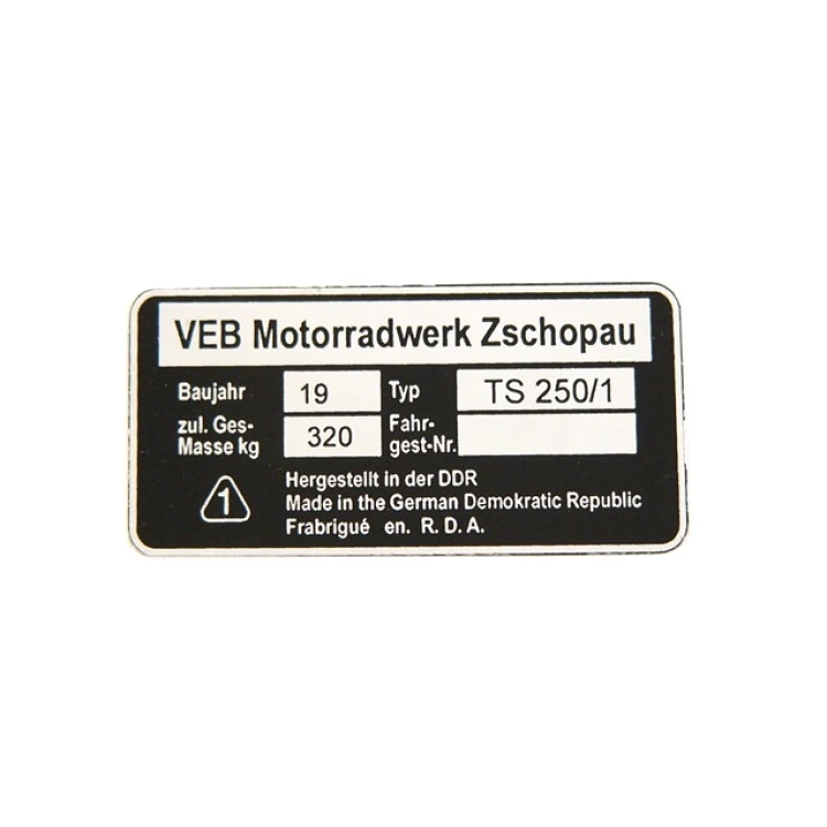 Típustábla MZ TS-250/1